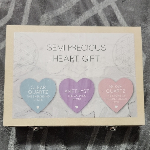 Semi Precious Heart Gift Box - Clear Purple Pink